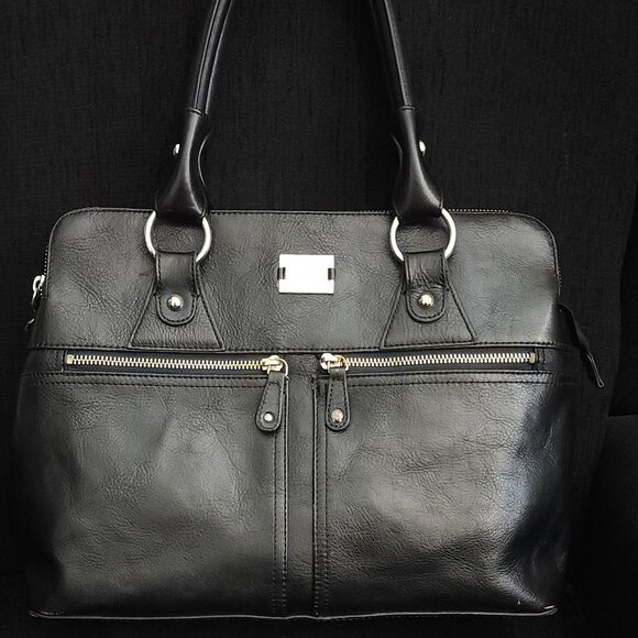 Modalu London Pippa Classic Black Leather Grab Bag - Picture 1 of 13